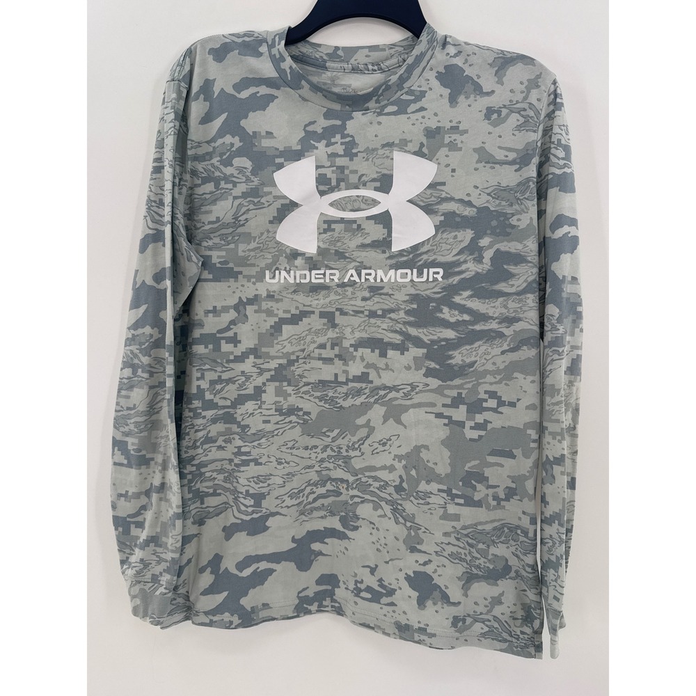 Under Armour Mens Small Green Digital Camo Long Sleeve‎ Loose Fit Graphic Shirt